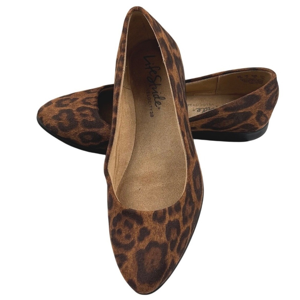 LifeStride Amelia Leopard Print Flats Velocity 2.0 Pointed Toe Shoes Womens 7W